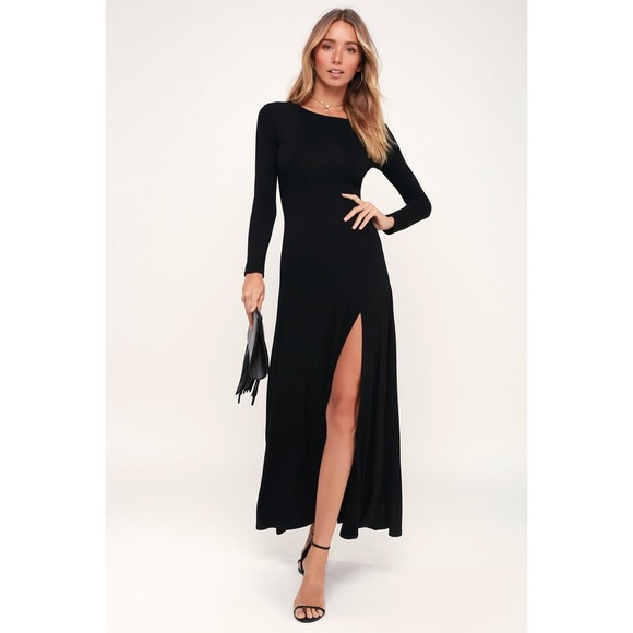 Lulus Dresses & Skirts - Lulus Swept Away Black Long Sleeve Maxi Dress